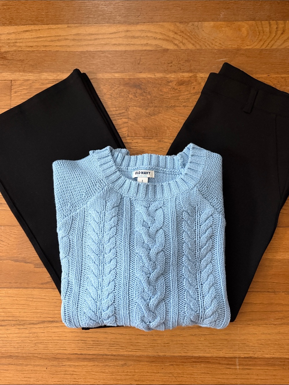 Old Navy light blue cotton cable knit sweater. Size S.